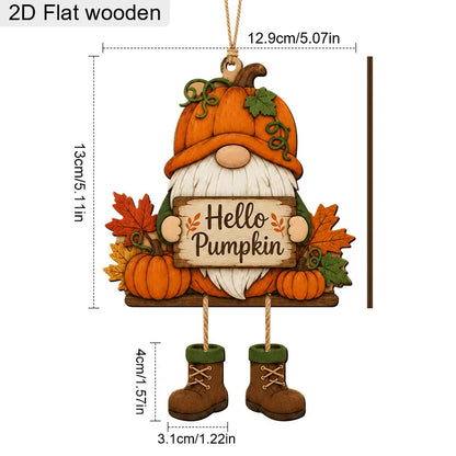 Pumpkin Maple Leaf Dwarf 2D Wooden Hanging Sign – Farmhouse Fall Harvest Wall & Front Door Decor for Autumn, Thanksgiving & Holiday Gifts