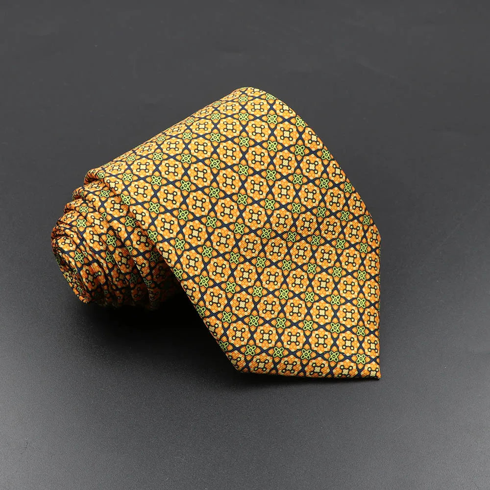 Men's 7.5cm Soft Silk Necktie – Floral & Dot Pattern Tie for Weddings, Business, Parties & Formal Wear
