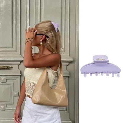 Pinza de pelo de acetato Fashion Coffee – Pinza grande de color sólido negro para mujeres y niñas | Accesorios sencillos para el pelo de verano