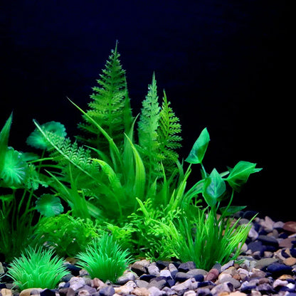 Artificial Underwater Aquarium Plants – Plastic Aquatic Fake Shrubs & Green Water Grass for Fish Tank Landscaping, Realistic Simulated Decor