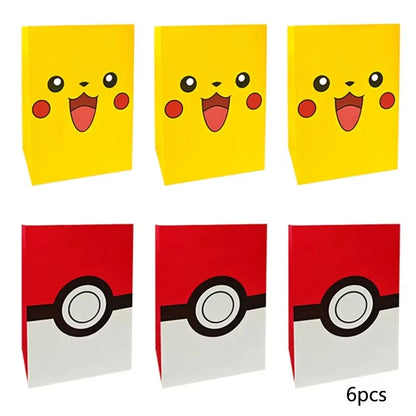 Pokémon Gift Bags – Pikachu Theme Birthday Party Packing Bags for Balloons, Candy, Snacks & Kids Party Favors (Charmander & Squirtle Design)