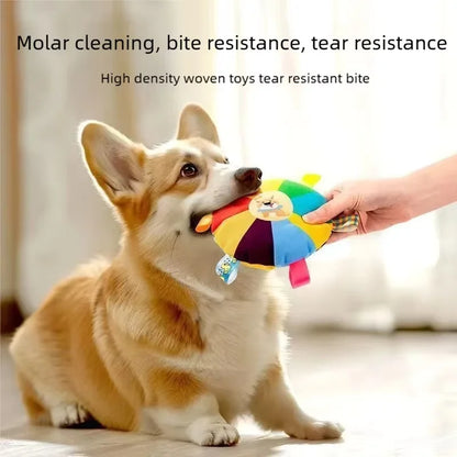 Plush Dog Disc Toy – Squeaky Bite-Resistant Chew Toy for Teeth Grinding, Boredom Relief, Self-Play & Energy Exercise