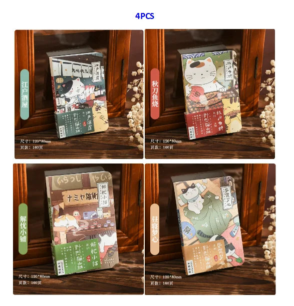Carnet de poche Kawaii Chat de dessin animé – Mini carnet, agenda et journal de style japonais pour l'école et les voyages