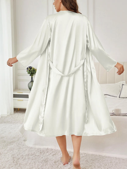 Women’s Satin Robe – Belted Elegant Solid Color Silky Comfort Bathrobe Loungewear