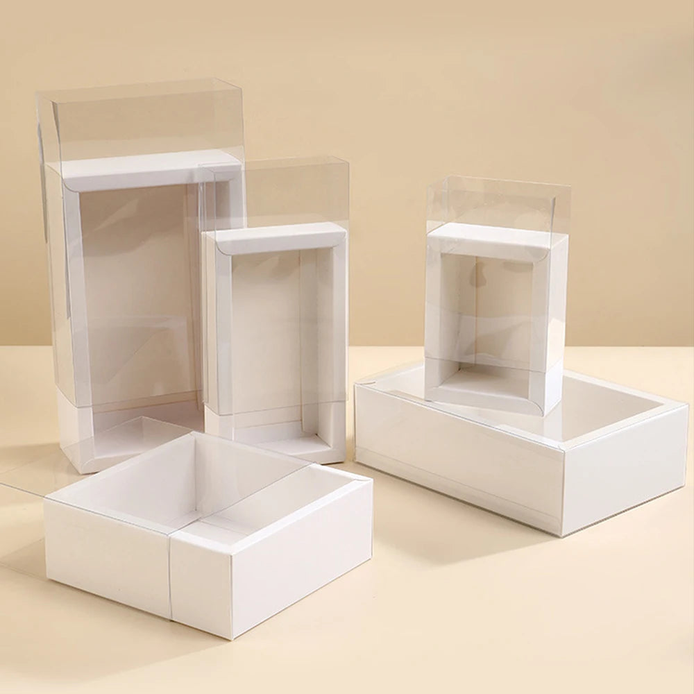 10PCS Pull-Out Kraft Paper Gift Boxes with Clear Window for Jewelry, Gifts, Weddings, Birthdays & Business Packaging