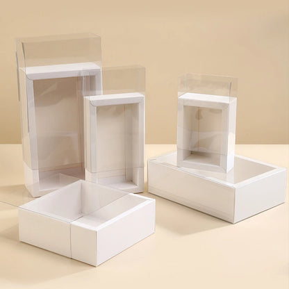 10PCS Pull-Out Kraft Paper Gift Boxes with Clear Window for Jewelry, Gifts, Weddings, Birthdays & Business Packaging