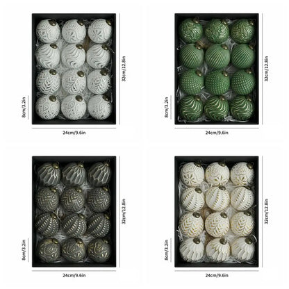 12PCS 8CM Shatterproof Christmas Tree Ball Ornaments – Retro Reusable Hanging Baubles for Elegant Xmas Tree & Holiday Home Decor