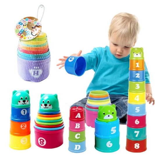 Vasos apilables de números y letras para niños – Juguete sensorial educativo Montessori para niños pequeños, juego de rompecabezas de aprendizaje temprano, regalo de actividad de apilamiento rápido