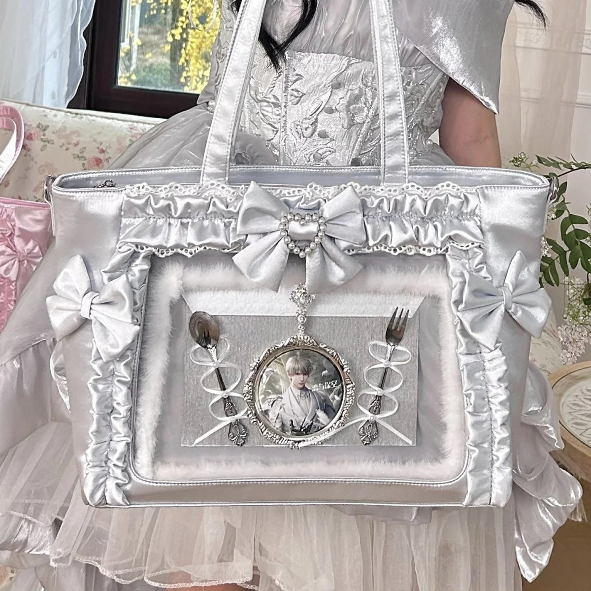 Bolsa Ita Japonesa Y2K para Mujer – Bonito Bolso de Hombro Transparente Lolita, Bolso Cruzado Grande de Exhibición DIY, Cartera de Moda Kawaii para la Escuela, Viajes y Uso Diario