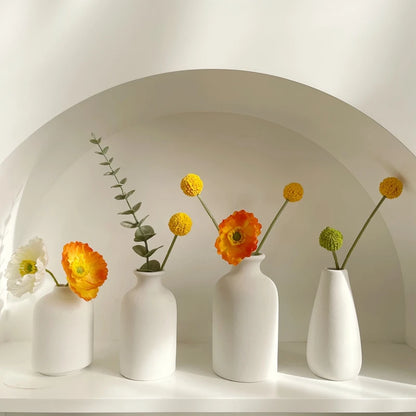 Florero Nórdico de Cerámica Blanca – Jarrón Decorativo Moderno para Sala de Estar, Decoración del Hogar y Escritorio