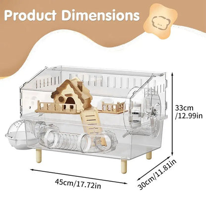 Acrylic Hamster Cage – Transparent Rodent Habitat with Accessories, Luxury Villa Enclosure for Syrian, Dwarf Hamsters, Gerbils & Mice
