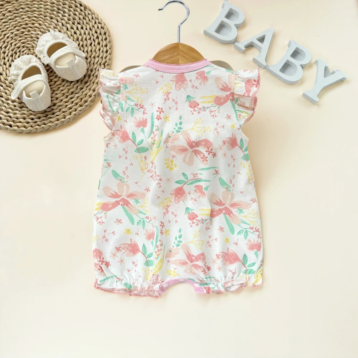 Pelele de verano para bebé recién nacido – Body de manga corta de algodón suave con estampado de dibujos animados para bebés y niñas (3-18 meses)