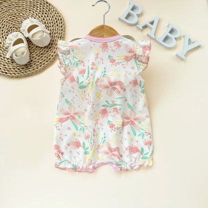 Pelele de verano para bebé recién nacido – Body de manga corta de algodón suave con estampado de dibujos animados para bebés y niñas (3-18 meses)
