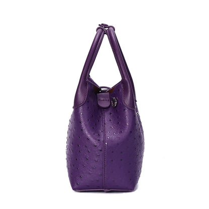 2026 Women's Ostrich-Texture PU Leather Bucket Bag Set – 2PCS Adjustable Strap Crossbody & Shoulder Handbags, Stylish Everyday Purse