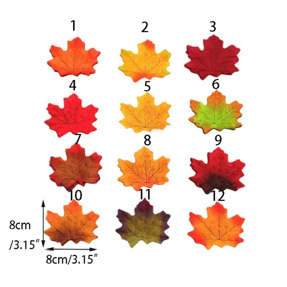 50PCS Artificial Maple Leaves – Handmade Silk Leaf Plants for DIY Crafts, Stacked Maple Leaf Arrangements & Autumn Decorations