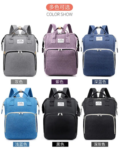 Sac à langer de grande capacité pour bébés avec matelas à langer – Sac à langer de maternité imperméable pour mamans avec rangement pour biberons et lit de bébé