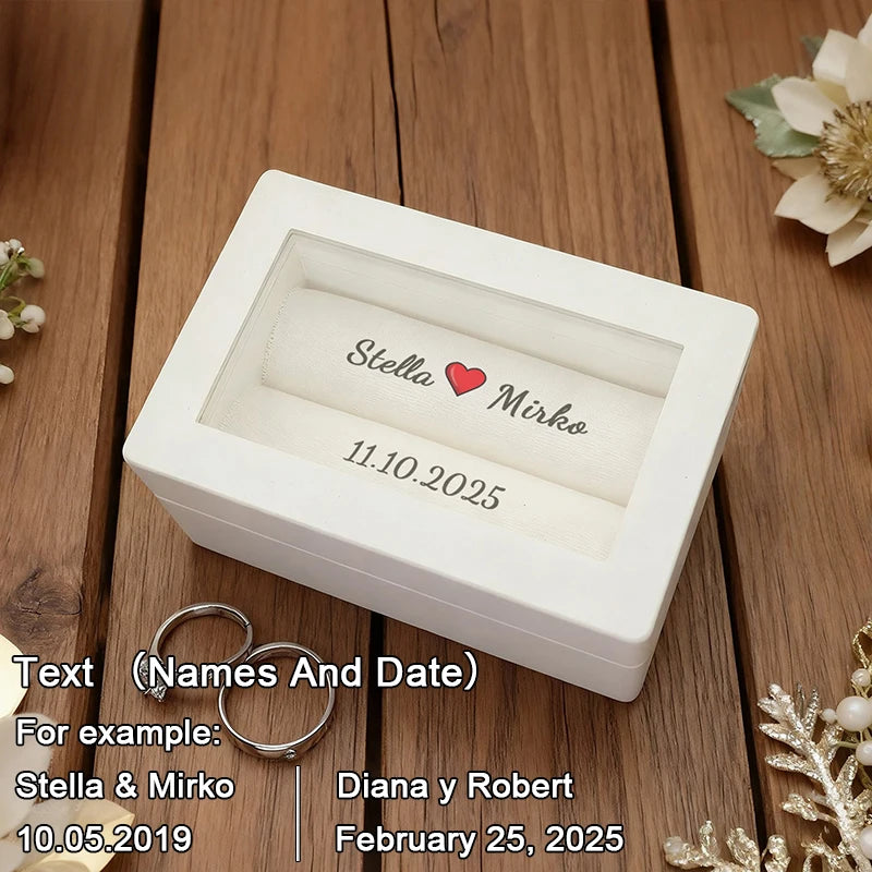 Anillo de Boda Personalizado con Nombre Grabado - Estuche Premium para Anillos para Ceremonia de Boda, Pedida de Mano y Regalos de Compromiso