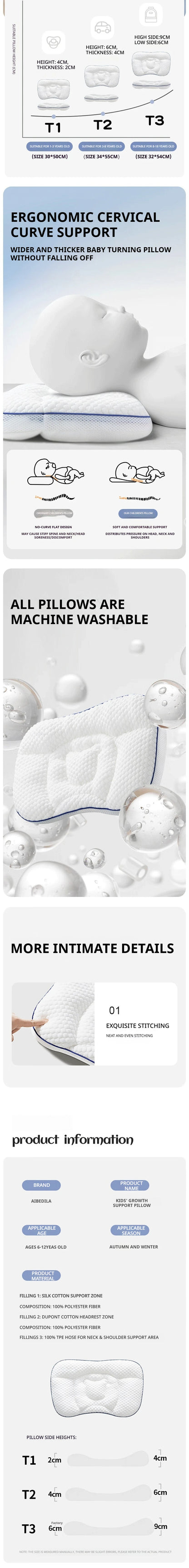 AIBEDILA Almohada ortopédica para cuello de bebé – Suave almohada de viaje para la cabeza del recién nacido para bebés, guardería y ropa de cama