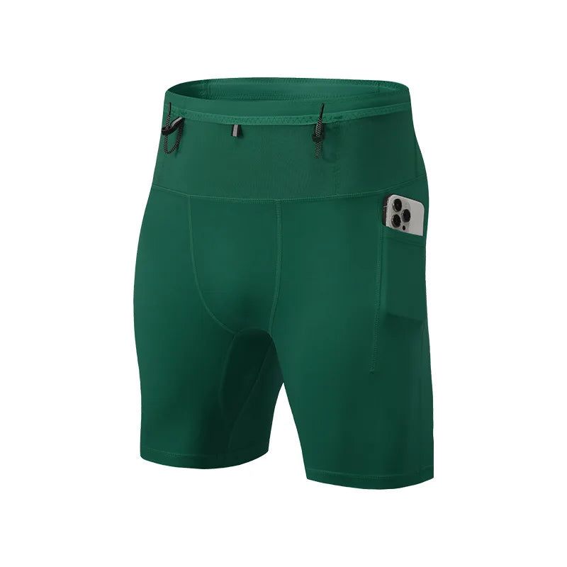 Men's Compression Running Shorts – Multi-Pocket Marathon, Gym & CrossFit Fitness Training Sports Shorts