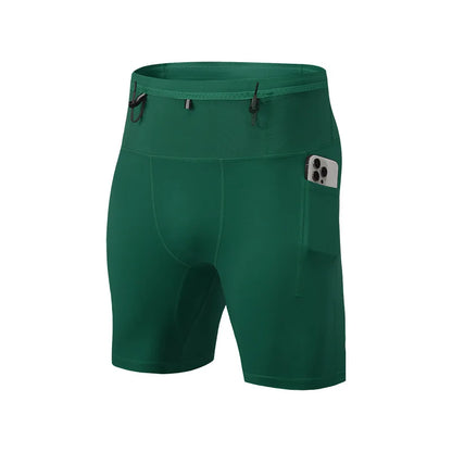Men's Compression Running Shorts – Multi-Pocket Marathon, Gym & CrossFit Fitness Training Sports Shorts