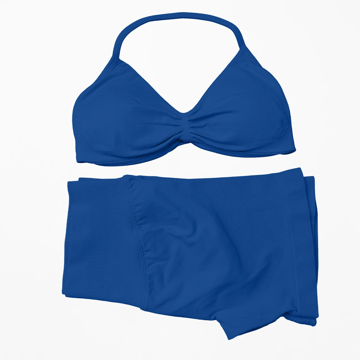 Seamless 2-Piece Yoga Sports Set – Strappy Halter Crop Top with Removable Pads & Quick-Dry Backless Shorts for Gym and Fitness