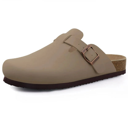 Zuecos de ante Crestar Cork – Zapatillas tipo mules unisex antideslizantes con soporte para el arco del pie