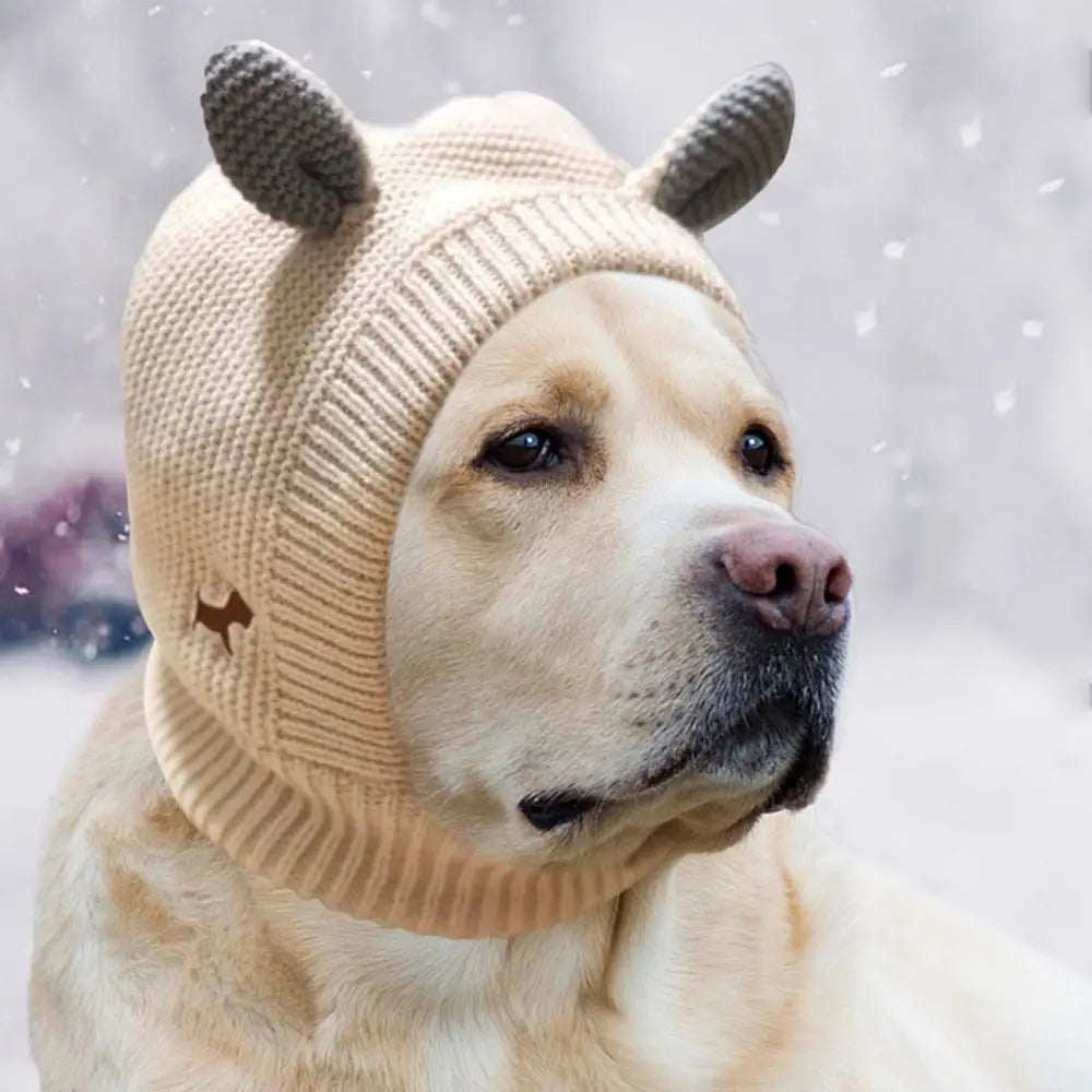 Quiet Dog Ear Muffs – Noise Protection & Warm Knitted Ear Covers for Medium & Large Dogs, Cozy Winter Anxiety Relief Hat