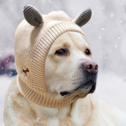 Quiet Dog Ear Muffs – Noise Protection & Warm Knitted Ear Covers for Medium & Large Dogs, Cozy Winter Anxiety Relief Hat