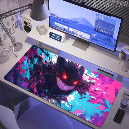 XXL Pokémon Gengar Purple Gaming Mouse Pad – Extended Kawaii Desk Mat (900×400 Keyboard & Mouse Rug for PC & Laptop Setup)