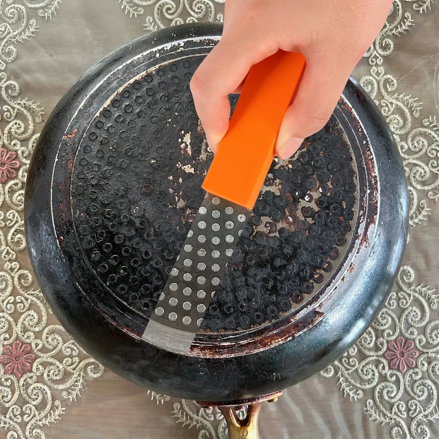 Borrador de cal – Herramienta eliminadora de óxido de acero inoxidable, limpiador de grifos de cocina, accesorio de limpieza de manchas de agua dura para baño y uso doméstico