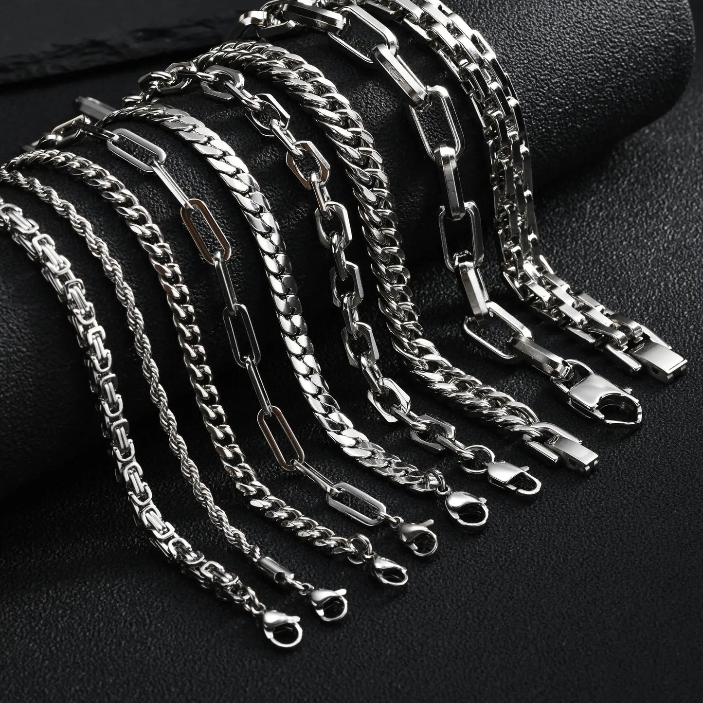Punk Silver Chain Bracelet – Stainless Steel Braided Link Wristband for Men | Hip Hop Fashion Jewelry Gift for Him & Dad
