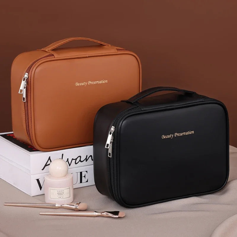 Bolsa de cosméticos de gran capacidad para mujer – Organizador de maquillaje de lujo portátil, neceser de viaje para productos esenciales de belleza, cuidado de la piel, cosméticos y accesorios personales
