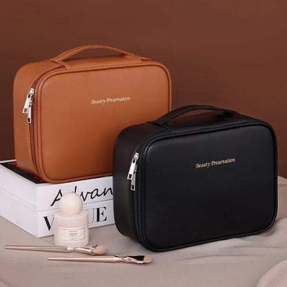 Bolsa de cosméticos de gran capacidad para mujer – Organizador de maquillaje de lujo portátil, neceser de viaje para productos esenciales de belleza, cuidado de la piel, cosméticos y accesorios personales