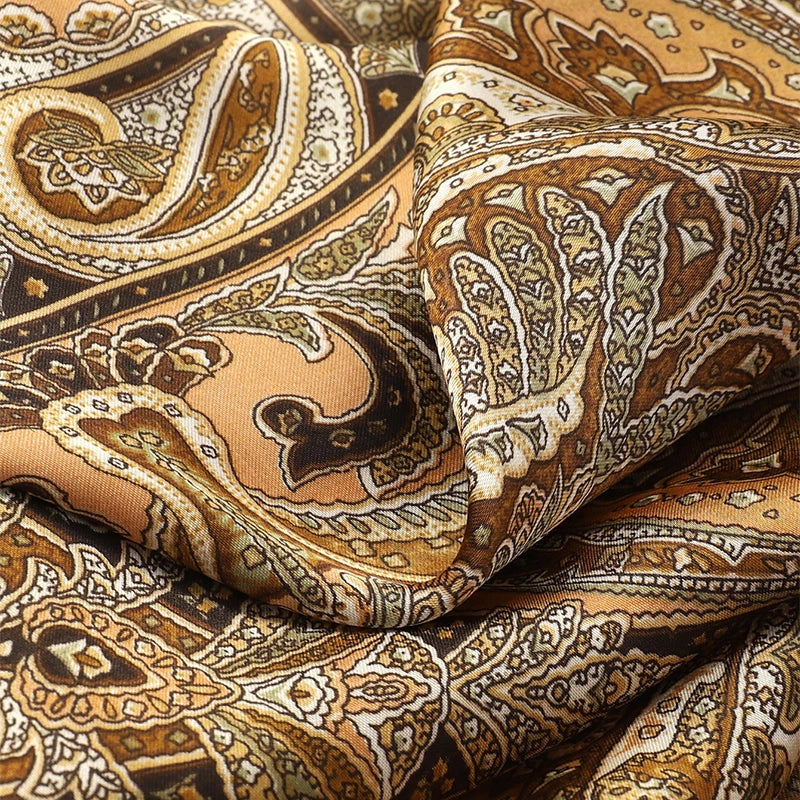 Bohemian Style Print Luxury Brand Silk Square Scarf Women Satin Shawls Neckerchief Wrap Scarves Bandana Hair Hjiab Floral