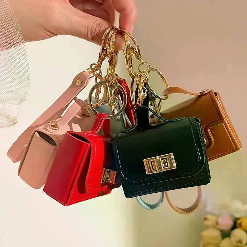 Mini PU Leather Coin Purse Keychain – Creative Change Money Bag Pendant for Keys, Earphones & Small Item Storage