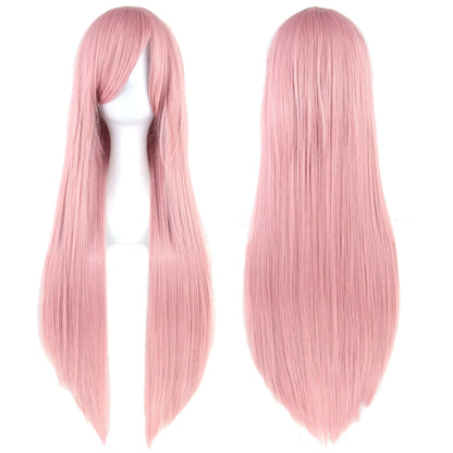 80cm Long Straight Multicolor Heat-Resistant Synthetic Cosplay Wig – Anime Halloween Party Costume Hairpiece