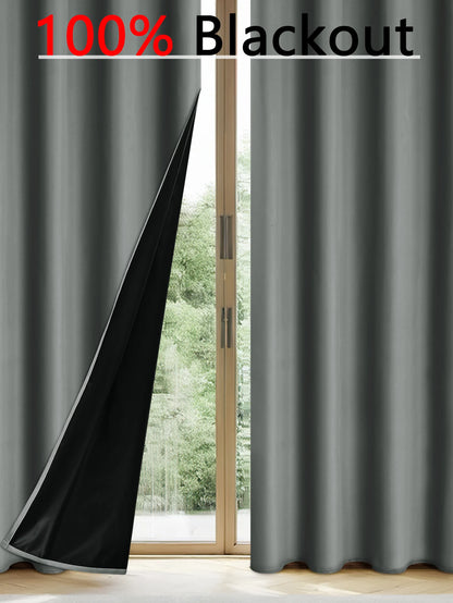 100% Blackout Grommet Curtain Panel – Total Privacy Window Drapes for Bedroom & Living Room