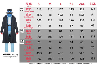 One Piece Sabo Cosplay Costume – Men’s Anime Uniform Set with Cloak, Coat, Vest, Shirt, Pants & Hat for Halloween Party Outfit