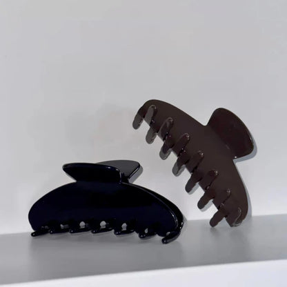 Pinza de pelo de acetato Fashion Coffee – Pinza grande de color sólido negro para mujeres y niñas | Accesorios sencillos para el pelo de verano