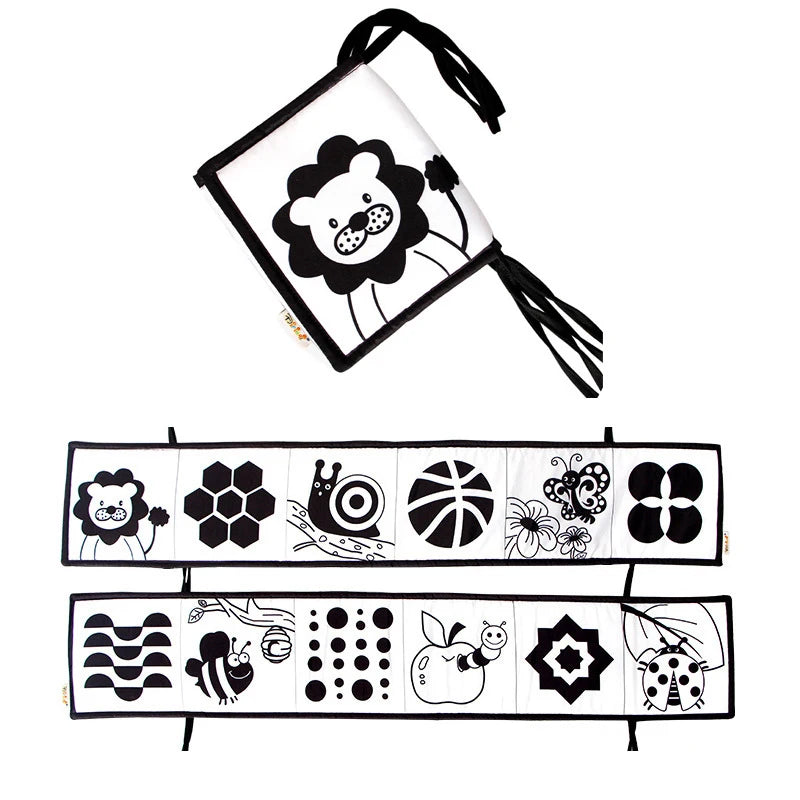 Black & White Sensory Cloth Book for Babies 0–12 Months Montessori Soft Crinkle Toy