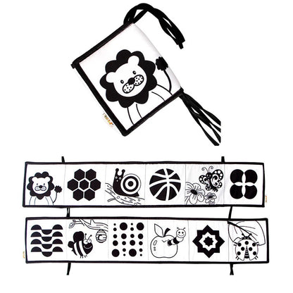 Black & White Sensory Cloth Book for Babies 0–12 Months Montessori Soft Crinkle Toy