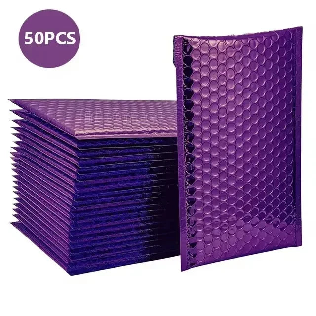 50Pcs Shipping Bags Metal Bubble Mailer Holographic Small Business Supplies Packaging Envelope Mailing Office School