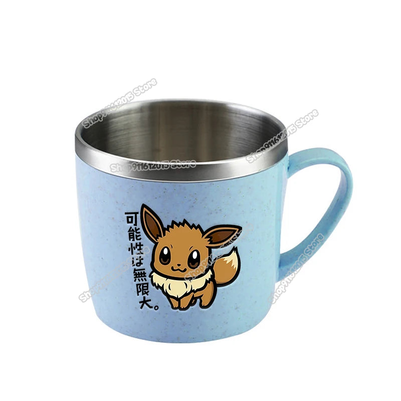 Pokémon Stainless Steel Mug – Pikachu, Snorlax & Eevee Cartoon Drink Cup