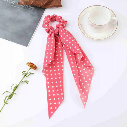 Korean Dots Scrunchie Hair Tie – Long Scarf Ponytail Elastic Hair Band for Women | Sweet Fashion Hair Accessories
