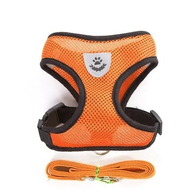 Reflective Dog & Cat Harness with Leash – Adjustable Breathable Mesh Vest for Small Pets