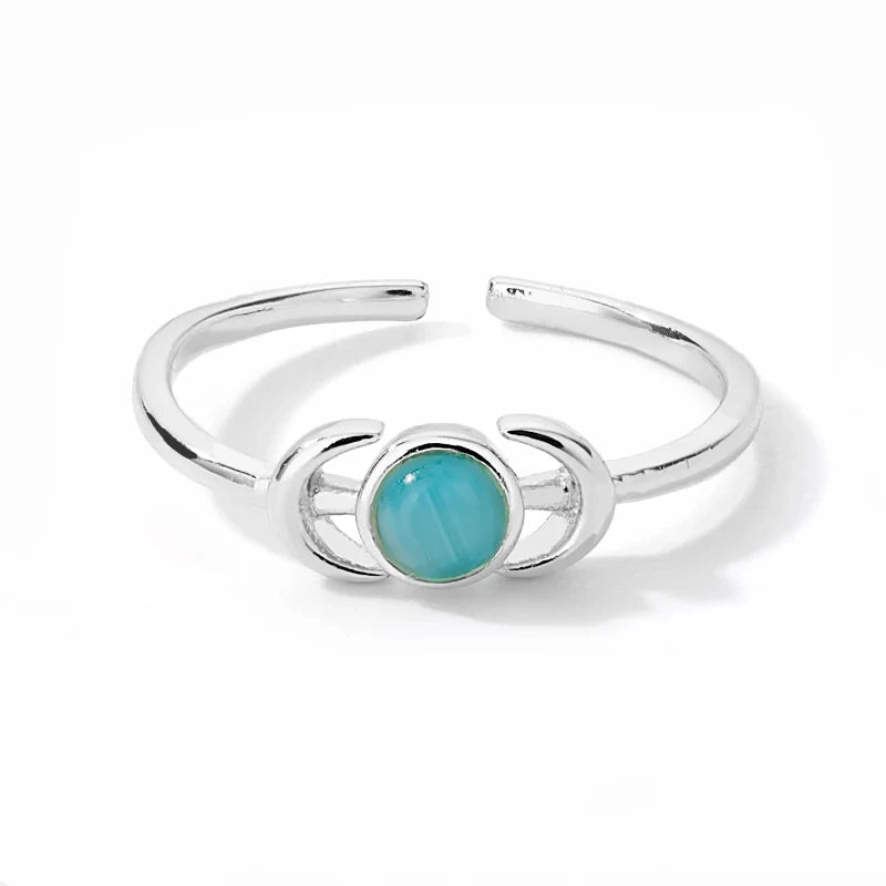 Gold Stainless Steel Lotus Flower Opal Ring – Vintage Oval Stone Statement Ring for Women | Elegant Fashion Jewelry Gift