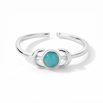 Gold Stainless Steel Lotus Flower Opal Ring – Vintage Oval Stone Statement Ring for Women | Elegant Fashion Jewelry Gift