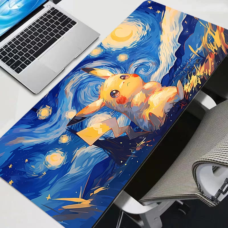 Pokémon Pikachu Large Gaming Mouse Pad – Rubber Desk Mat with Stitched Edge for PC & Laptop Setup