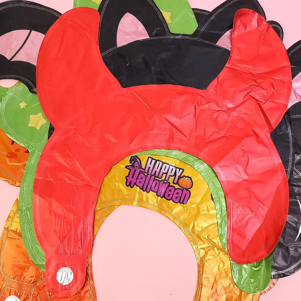5-30PCS Halloween Balloon Headbands Cartoon Bat Pumpkin Tiara Hats, Inflatable Balloon Toys for Kids, Halloween Birthday Party Decorations, Photo Booth Props and Party Favors