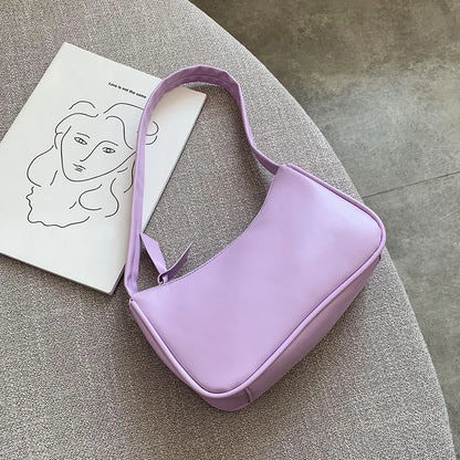 Bolso de hombro retro de piel sintética para mujer – Bolso de mano de moda con asa superior, monedero informal de color sólido para mujer